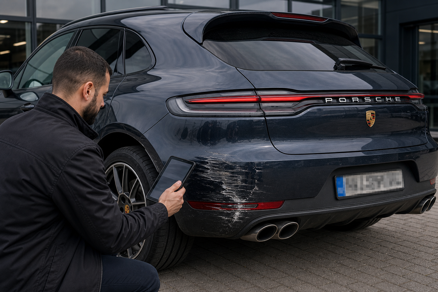 Dokumentation eines Schadens an einem Premium-Pkw